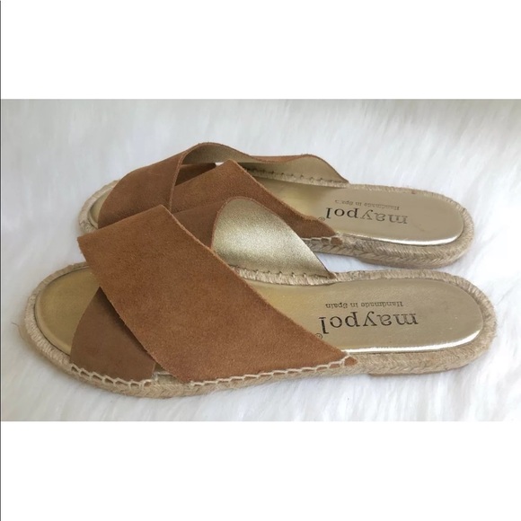 Maypol ‘Mixto’ Tan Suede Espadrille Slides - Picture 2 of 8